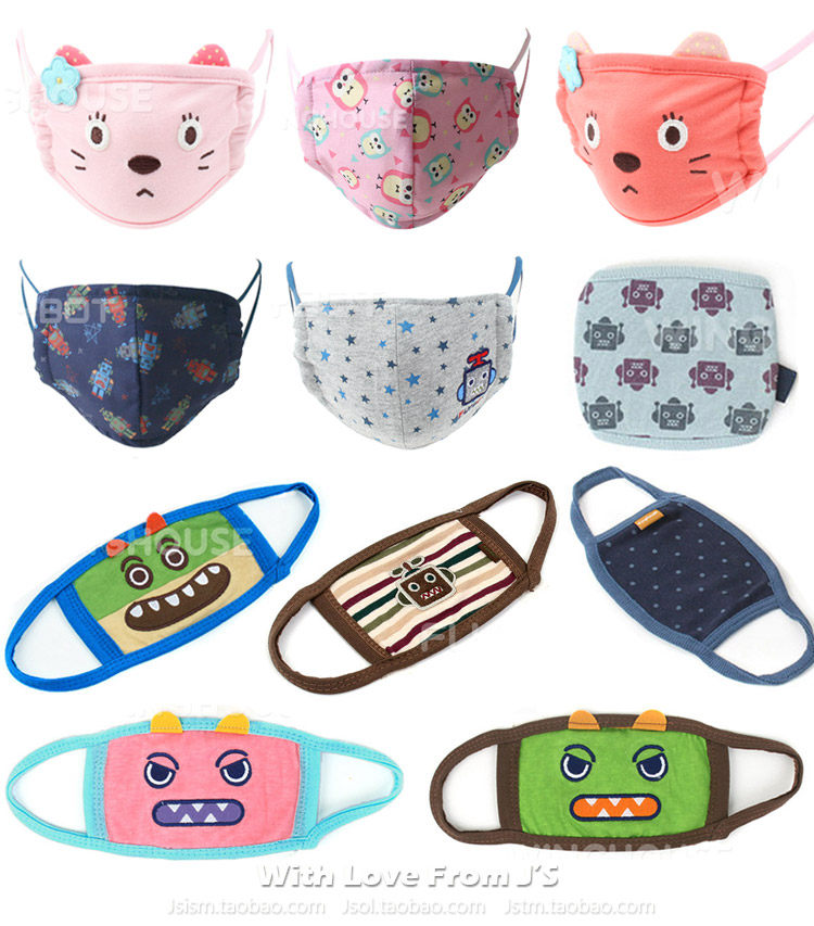 Детская хлопковая дышащая мультяшная милая удерживающая тепло медицинская маска для мальчиков и девочек 