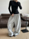 Strawberry Bear Original Relaxed Fit Jazz Wide-Leg Pants Floor-Length Sweatpants with Lettering Elastic Waist American Casual Pants