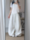 Strawberry Bear Original American-Style Striped Color-Block Loose Sports Casual Pants for Women, Low-Waisted Wide-Leg Drawstring Floor-Length Trousers