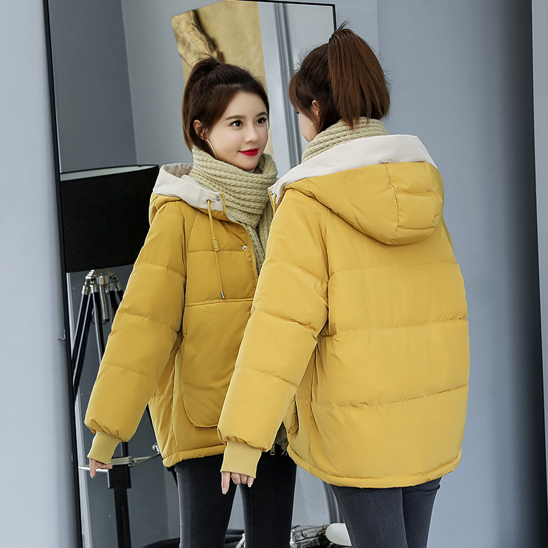 áo bông cô gái 2019 mới mùa đông Hàn Quốc phiên bản lỏng áo khoác mùa đông junior học sinh trung học ngắn xuống quần áo bông