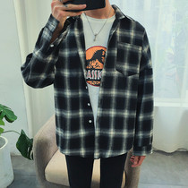 ins overfire long sleeve shirt mens clothing lined with Korean version boarder relaxed handsome summer casual jacket student clothes