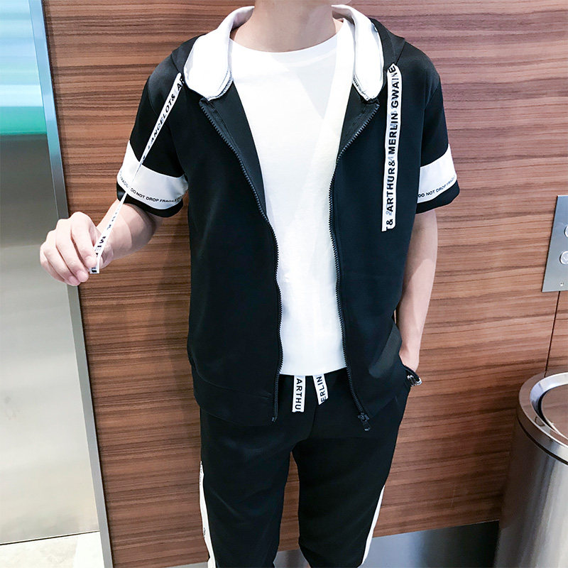 Summer casual suit men's two - piece set of 2018 new summer clothes for men's handsome Han edition trend