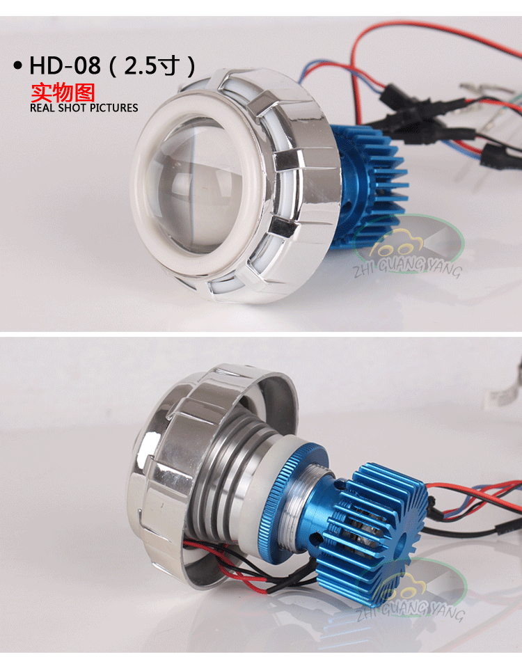 Đèn xe máy điện 2 inch đèn pha WISP phổ thông LED đôi ống kính HD đèn pha với quạt làm mát độ sáng cao - Đèn xe máy đèn pha bi cầu xe máy