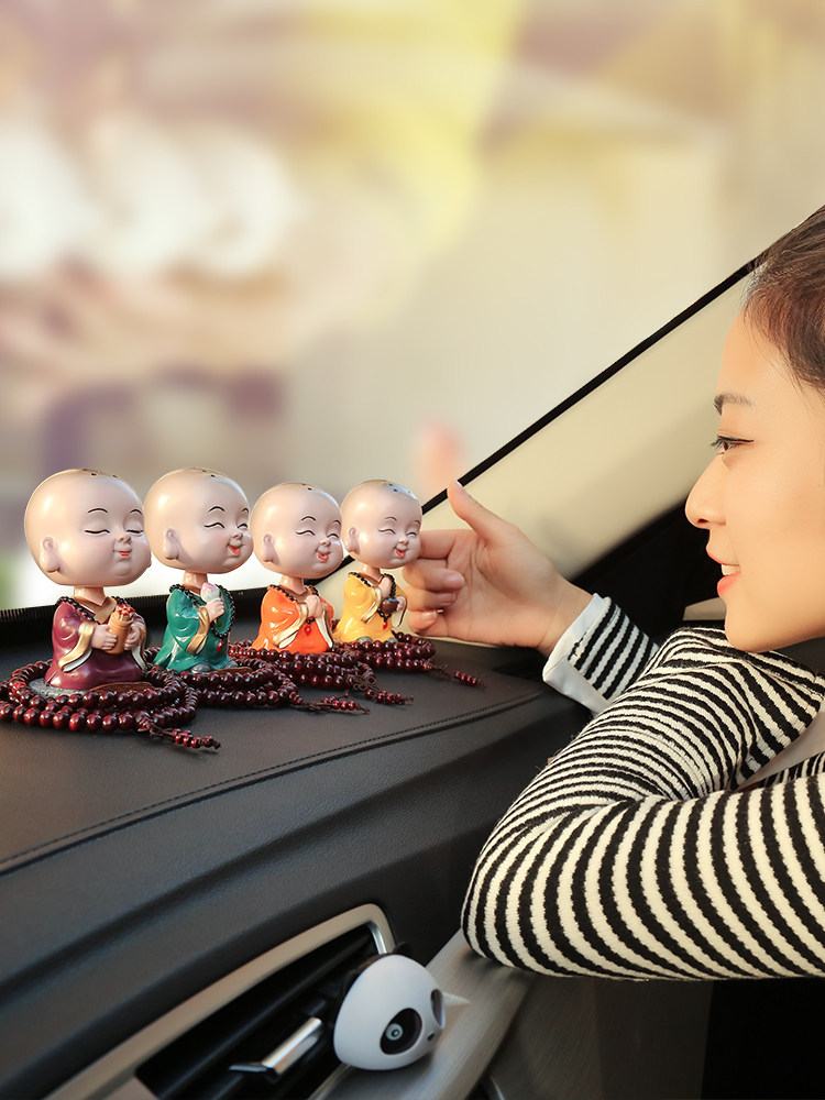Creative car ornaments Car car interior products shaking his head cute a Zen little Monk Peace car interior decoration supplies