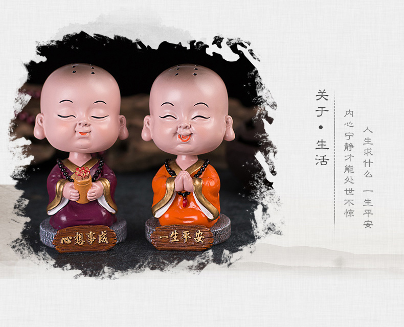 Trang trí xe hơi phụ kiện nội thất xe lắc đầu dễ thương sáng tạo nhỏ nhà sư an toàn trang trí xe trang trí xe tượng trang trí ô tô