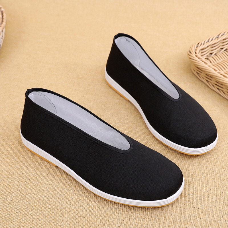 Old Beijing Cloth Shoes for Men, Round Toe, Thousand-Layer Cloth Sole, Casual, Breathable, Spring and Autumn Single Shoes, Monk and Layman Retro Shoes for Middle-Aged and Elderly People