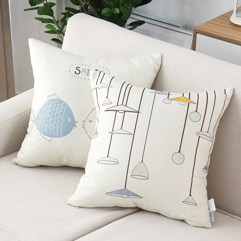 Nordic Style Ins Wind Living Room Sofa Hug Pillow Cover Waist Pillow Cushion Cotton Linen Lean Pillow Without Core Summer 45x45