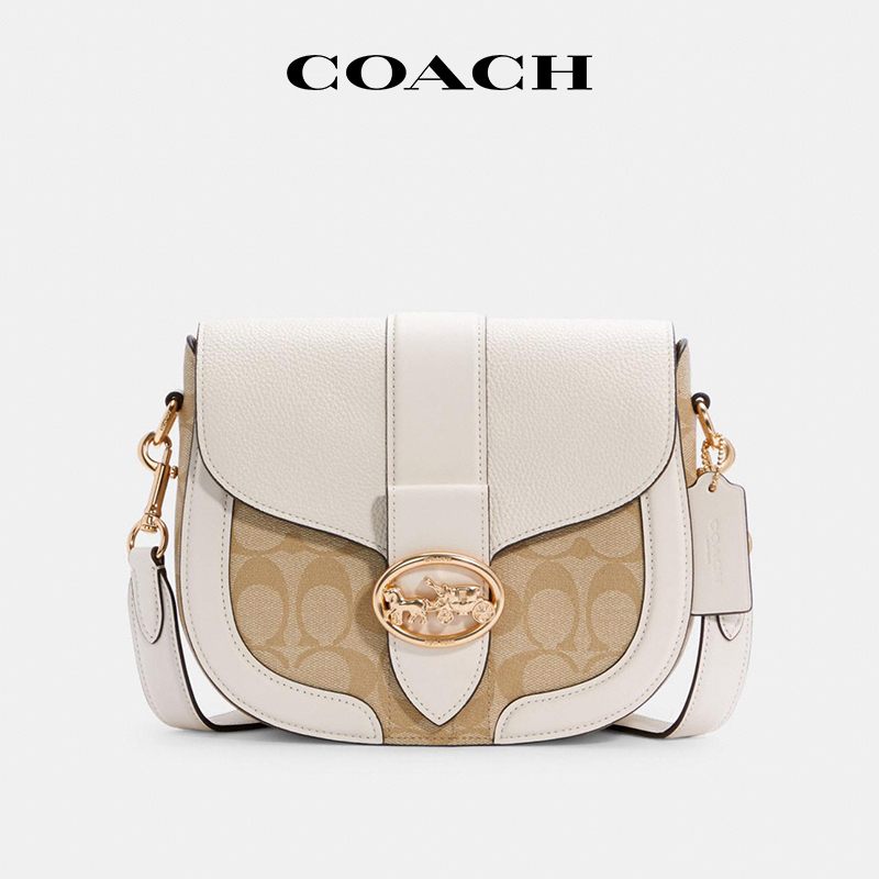 [In-Stock in China] Coach/Coach Georgie Saddle Bag for Women, Light Luxury Versatile Shoulder Crossbody Bag Gift