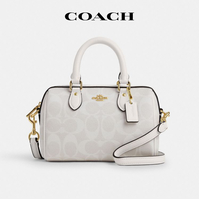 [In-Stock in China] Coach Lacey Mini Boston Bag Glacier White Single Shoulder Crossbody Handbag