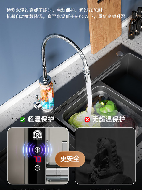 Electric Hot Water Faucet with Quick Heating for Kitchen and Bathroom, Flexible Stretchable Tube, Variable Frequency Stainless Steel Compact Heater