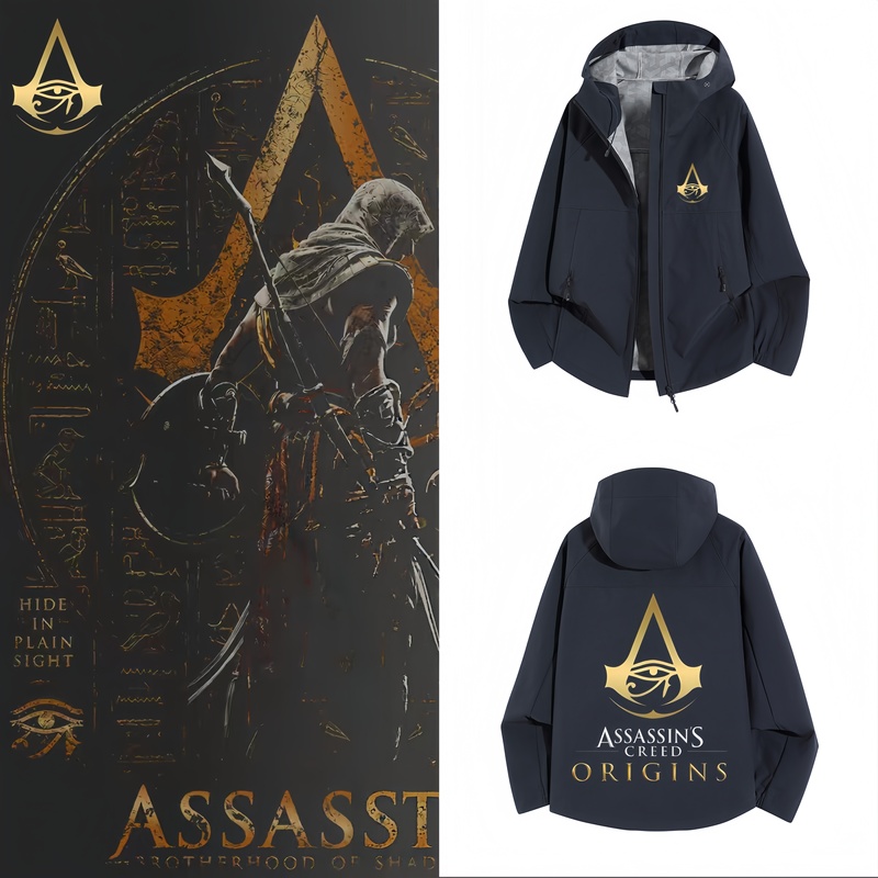Nasa Co-Branded Assassin's Creed Two-Dimensional Hooded Windproof Jacket Men's Autumn and Winter Soft Shell Jacket Youth Jacket