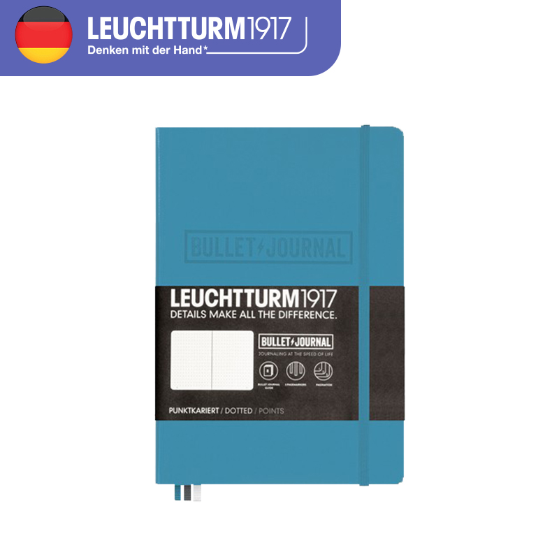 LEUCHTTURM1917 German lighthouse Bullet Journal handbill white-collar bullet notebook A5 in open point Gray shot hard leather day note Ben Business Ben (can be set