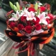 【Время не окрашивается】 Букет из 3 розовых лилий + 19 красных роз