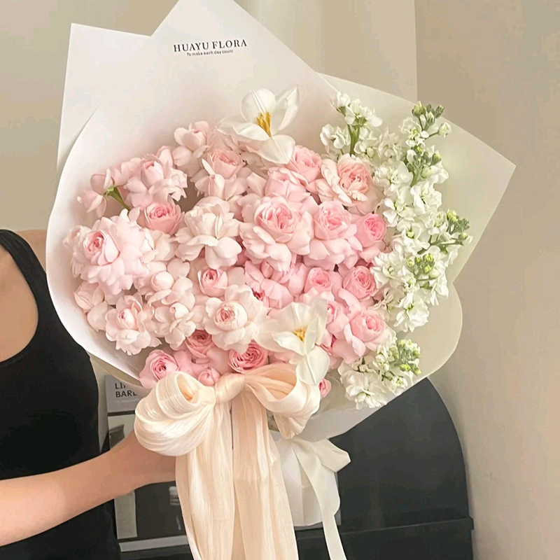 Mother's Day Bouquet Fairy's Kiss Multi-Head Bubble Roses 520 Flower Delivery Same-City Delivery Beijing Shanghai