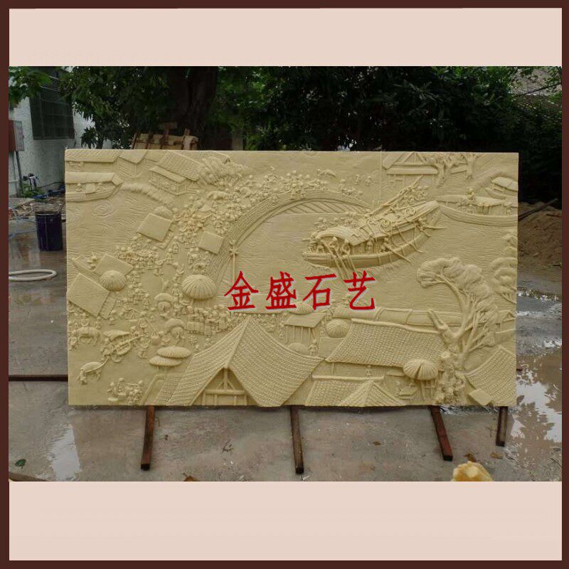 Glass Fiber Sandstone Bas-reliefs Upper River Plot Background Wall Decoration Mural Hotel Image Building Upscale Furnishing Materials