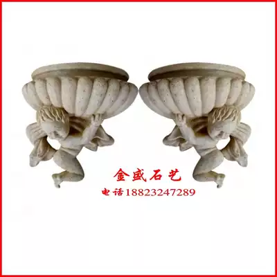 Sandstone sculpture glass fiber sculpture little angel wall lamp sandstone relief background wall Hotel Villa decoration materials