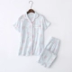Bộ đồ ngủ pijama quần short ngắn tay ngắn tay kẻ sọc màu trắng cotton mỏng mùa hè - Nam giới
