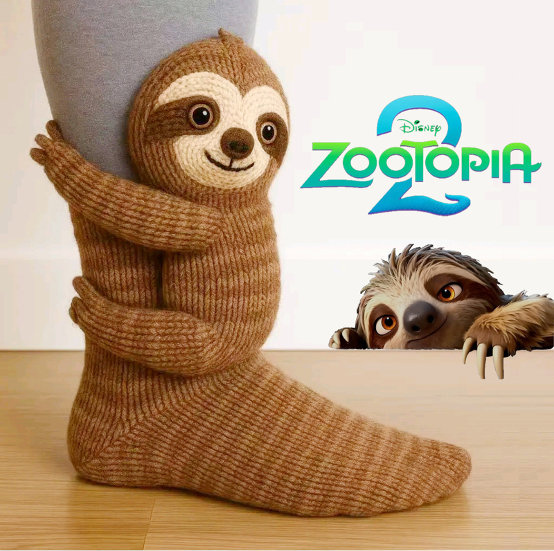 Zootopia Socks and Accessories, Lightning Tree Sloth Floor Socks, Sleep Socks, Winter Warm Knitted Mid-Calf Socks