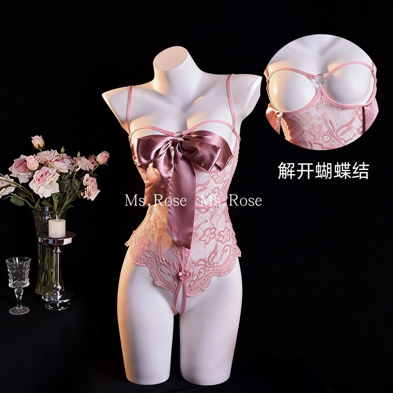 Ms Rose Pure Desire Bow Strap Small Bust Lace Bodysuit Women's Exposed Chest Qq Lingerie Set Sexy Sleepwear Ms Rose Pure Desire Bow Strap Small Bust Lace Bodysuit Women's Exposed Chest Qq Lingerie Set Sexy Sleepwear