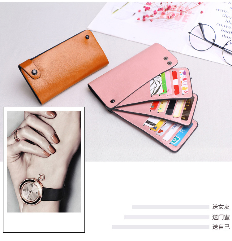 Phiên bản Nhật Bản và Hàn Quốc của gói thẻ dành cho nam và nữ phần dài dung lượng lớn thẻ vị trí thẻ đa năng nhỏ gọn và đơn giản, bộ thẻ ngân hàng siêu mỏng - Chủ thẻ ví đựng thẻ thông minh