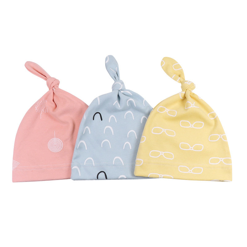 Single-layer thin newborn fetal cap pure cotton spring and autumn male and female baby pullover hat baby hat 0-3-12 months