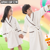 Childrens bathrobe girl princess autumn and winter thickened flannel white nightgown medium long coral velvet boys pajamas