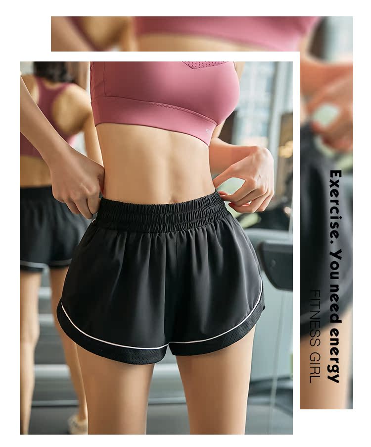 Quần short lưới thể thao cao eo nữ chống ánh sáng nhanh chóng làm khô nhanh cầu lông chạy bộ váy yoga eo cao .. - Quần thể thao quần thể thao 3 sọc