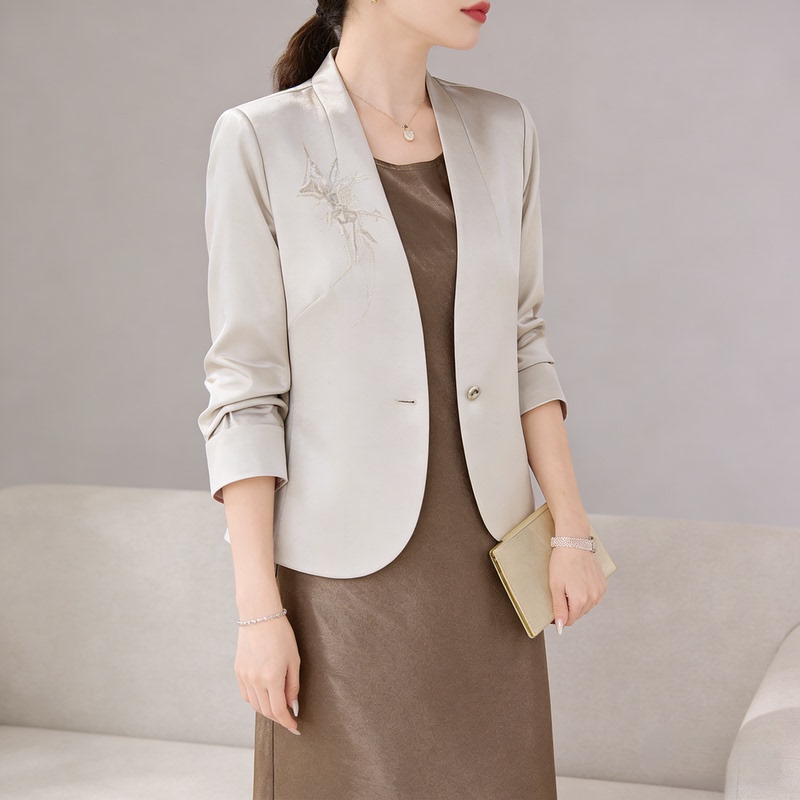 Elegant Mom Spring Outfit New Chinese Style Set Dress Fashionable Middle-Aged Women's Blazer Vest Dress Two-Piece Set Autumn