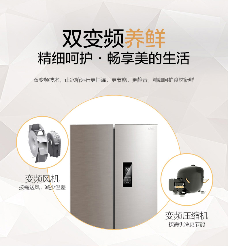 Tủ lạnh Midea Midea BCD-318WTPZM (E) nhà nhiều cửa bốn cửa chuyển đổi tần số thông minh không có sương giá - Tủ lạnh tủ lạnh 4 cánh
