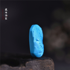 аксессуары для шеи 藏珠饰家 天然原矿绿松石苏工精雕吊坠 牡丹花开