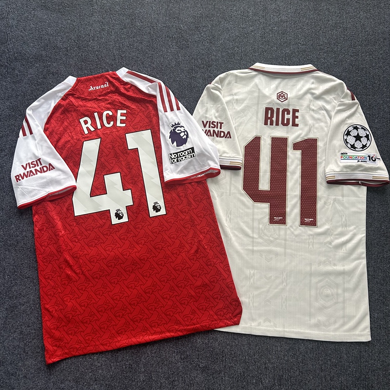 2526 Arsenal Sena No. 41 Rice 14 Zhekaileishe Premier League Champions League Home and Away Short-Sleeved Football Jersey