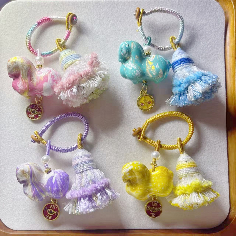 Fluid Lacquer Tang Horse Tassel Pendant Handmade Woven Small Tang Horse Lacquerware Keychain Phone Bag Decoration Fluid Lacquer Tang Horse Tassel Pendant Handmade Woven Small Tang Horse Lacquerware Keychain Phone Bag Decoration