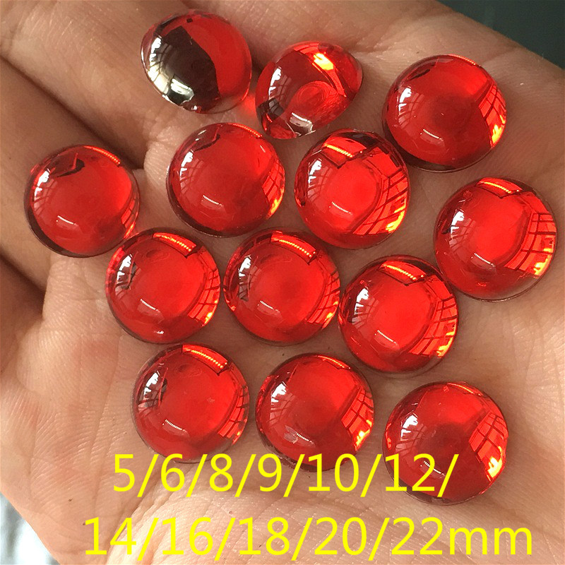 12456890mm Glossy Bright Red Non-Porous Round Acrylic Rhinestone DIY Half-Round Smooth Flat-Bottomed Rhinestone