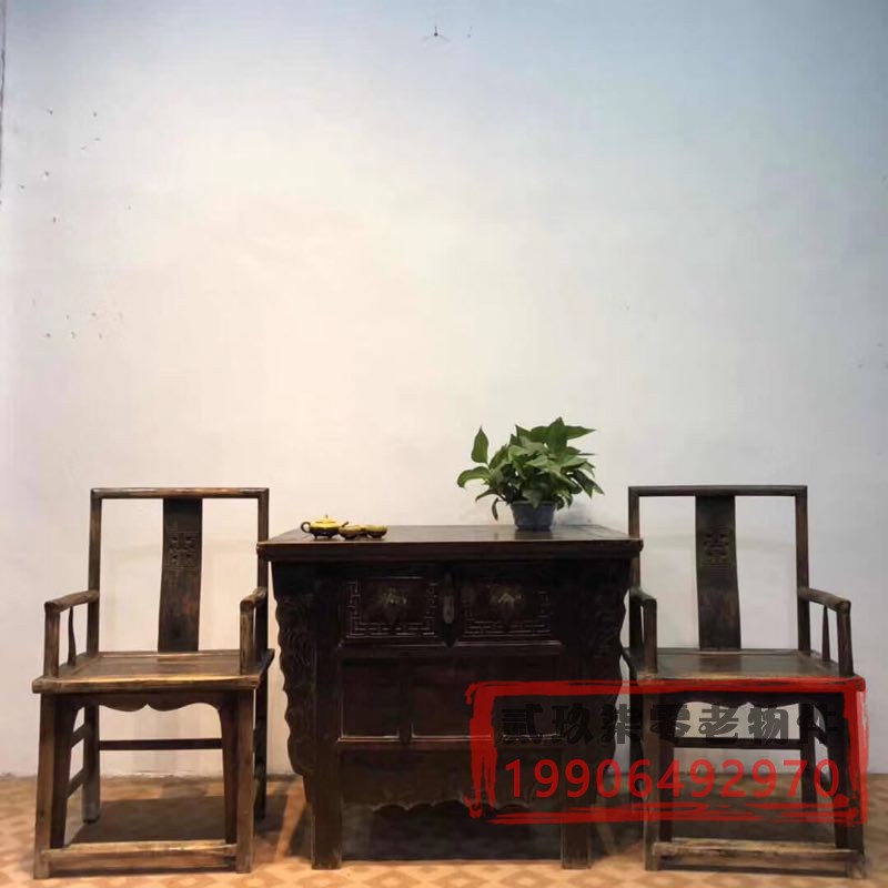 Old furniture old table and chairs Three sets of two stuffy table official hat chair antique nostalgia collection secondhand old objects old furniture