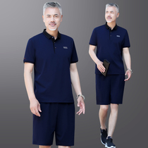 Middle Aged Sports Suit Mens Summer Short Sleeve T-shirt Middle-aged Casual Dad Summer Clothing Mens Summer Clothes Thin