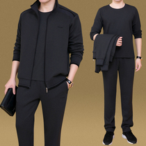 Mens plus size sports suit mens spring and autumn three-piece middle-aged sportswear dad morning exercise casual suit