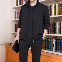 Middle-aged and elderly sports suits mens dads spring and autumn leisure sportswear three sets of large size middle-aged sportswear men