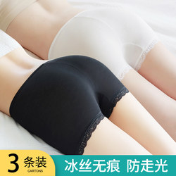 Ice silk safety pants for women, summer thin, anti-exposure, non-curling, large size insurance lace seamless bottoming shorts that can be worn outside