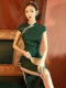 Improved version of cheongsam girl new style retro fashion Chinese style green dress short summer daily wear