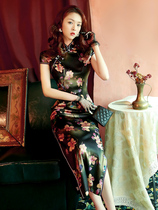 High-end silk cheongsam 2020 new improved version of old Shanghai long temperament daily Chinese style dress women