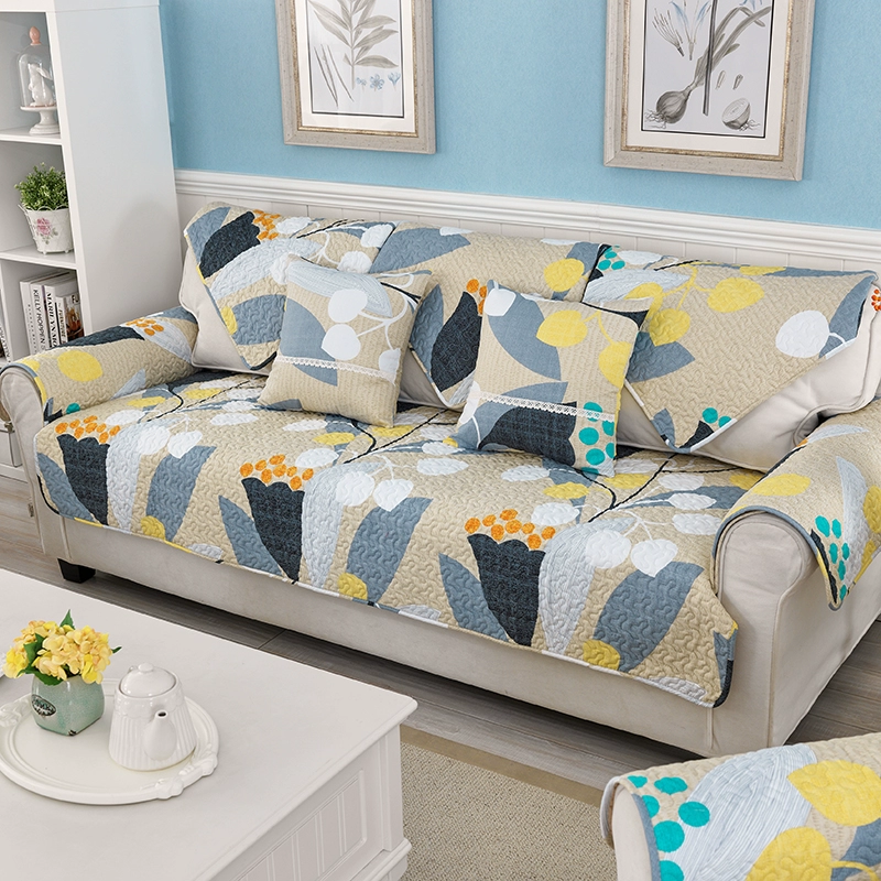 Sofa đệm Four Seasons chung tinh khiết bông vải bông chống trượt phòng khách hiện đại nhỏ gọn với da tựa lưng đệm khăn bộ đầy đủ bìa - Ghế đệm / đệm Sofa