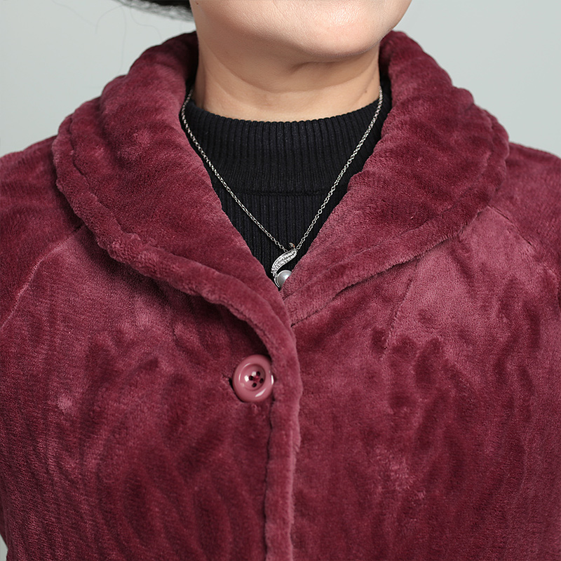 2018 trung niên nữ san hô lông cừu flannel đồ ngủ mẹ cộng với nhung dày ấm áp mùa thu và mùa đông nhà quần áo ngọn bộ thể thao nam