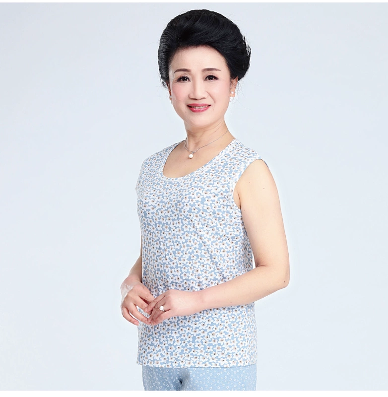 Mùa xuân dệt trung niên vest đồ lót nữ cotton mẹ vòng cổ áo không tay Người đàn ông lớn tuổi rộng kích thước mỏng mùa hè