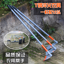 Steel handle hoe farming outdoor turning up mountain shovel weeding rake shovel farming tools planting vegetables gardening tools