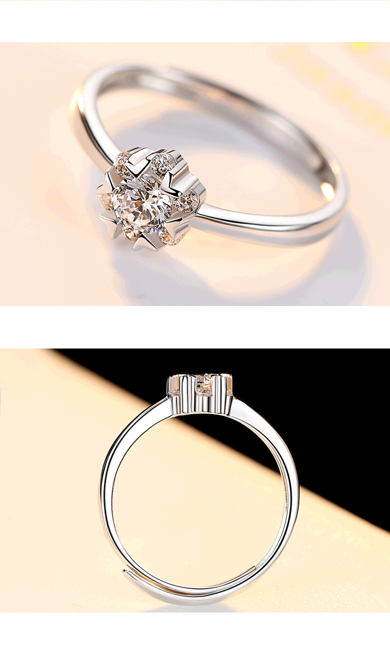 Vana sterling bạc vòng của phụ nữ Swarovski zircon Nhật Bản và Hàn Quốc sinh viên đơn giản tươi và hợp thời trang của mọi người đường giấy chính tả nhẫn cưới vàng tây