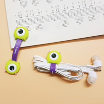 Cartoon cute headset Winder mobile phone data cable charging cable Creative Storage button box mouse collection line