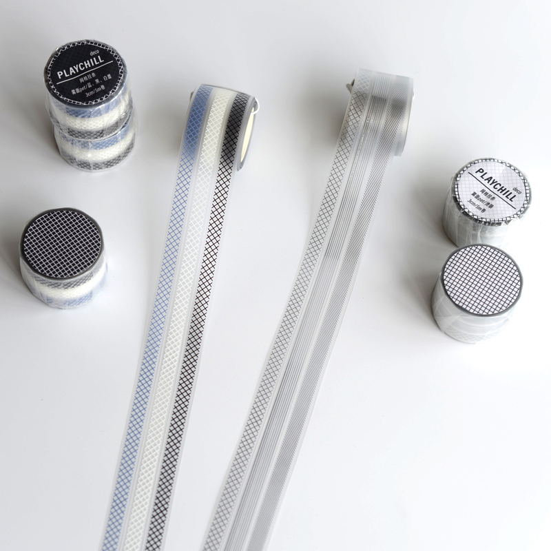 In Stock|Grid Stripe Pull Tape - Hot Silver White Ink Die-Cut Matte Pet Tape, Salt-Style Adhesive, Simple Collage In Stock|Grid Stripe Pull Tape - Hot Silver White Ink Die-Cut Matte Pet Tape, Salt-Style Adhesive, Simple Collage