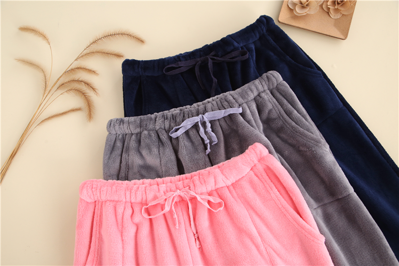Quần pyjama nam và nữ đôi lứa mùa thu đông flannel quần nhung san hô dày ấm để giữ chân chân quần nhà chân quần thể thao nam