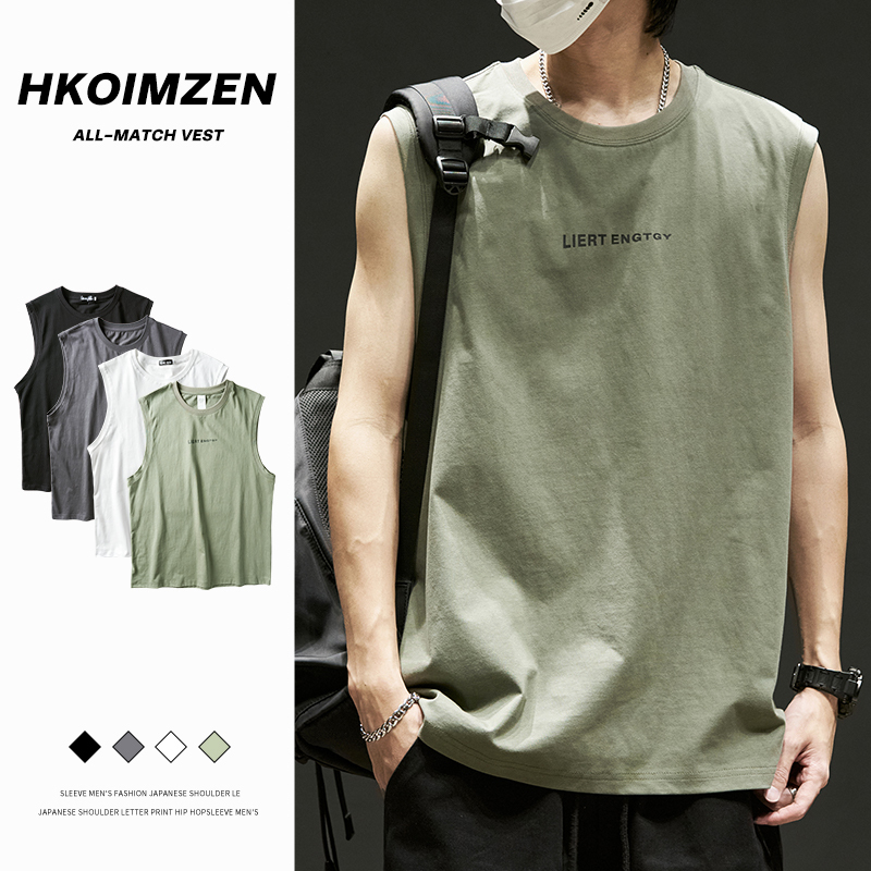 Sleeveless Men's T-Shirt, Pure Cotton Vest, Men's Hurdle Sports Clothing, Men's Fitness Vest, Men's Summer Outerwear Top