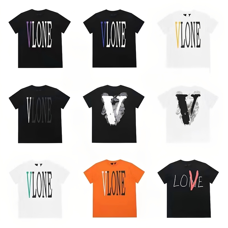 Vlone Friends Edison Chen and Wang Yibo Same Style Big V Chinese Dragon Smoke Short-Sleeve Unisex Loose T-Shirt Trendy